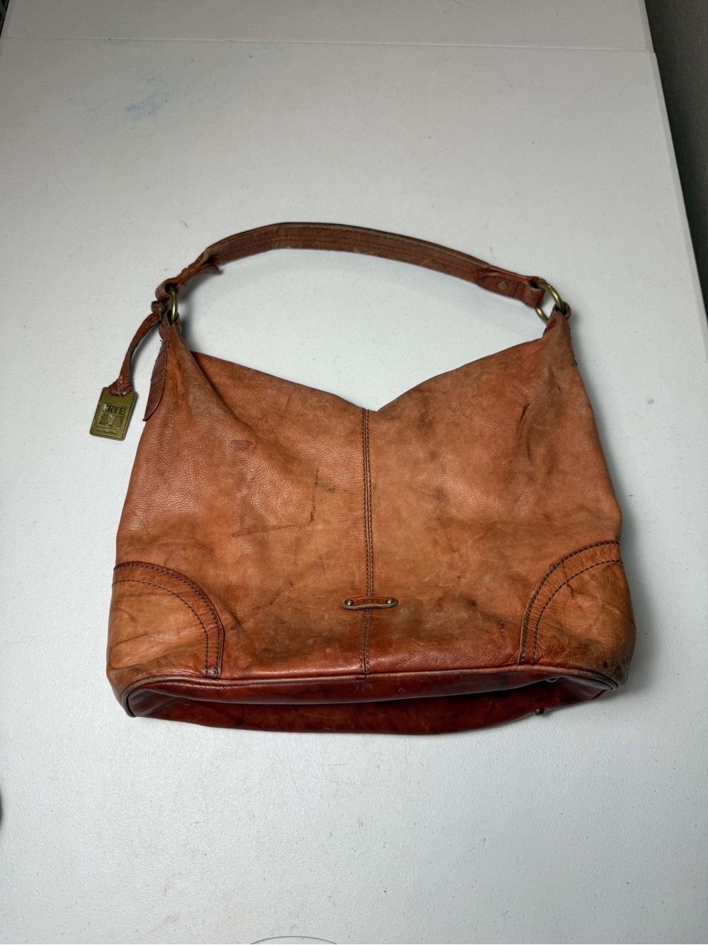 Frye Campus Hobo Shoulder Bag Cognac Brown Leather